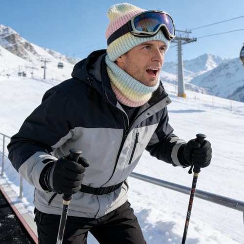 Gorro calefactor 2 en 1 con bufanda para invierno de hombre y mujer 2