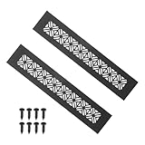 PATIKIL 10 x 2 Inch Door Air Vent Cover, 2 Pcs Heavy Duty Aluminum Grille Ventilation Cover Louvered with Mounting Screws for Cabinet Wardrobe Door, Black