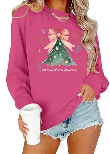 VVNTY Weihnachts Sweatshirt Damen Christmas Tree Pullover Langarm...