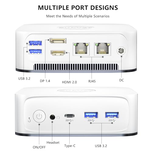 Image of FUNYET Mini PC Gaming PC, Desktop Computer with Intel 12th Gen Alder Lake N95(up to 3.4GHz), 16GB DDR4 RAM 1TB SSD, Supports 4K Displays, Windows 11 Pro White