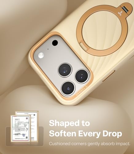 Image of TORRAS Q3 Wind for iPhone 17 Pro Case Silicone, 360 Magnetic Stand, Fit for MagSafe, Camera Control, Safe Soft Elegant Phone Case for iPhone 17 Pro 6.3'', Cream Glow