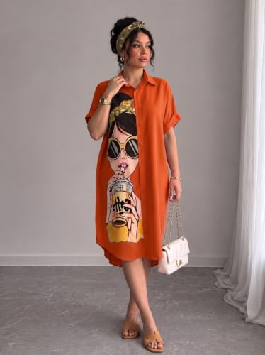 Image of Women's Graphic Print T-Shirt Dress | Stylish Oversized Longline T-Shirt for Women & Girls | Casual Printed Long Top | Trendy Beach & Resort Wear Western One Piece Dress (25 D-1 BLACK-2XL)