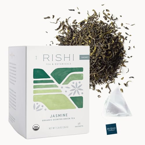Rishi Tea Jasmine Green Tea - Organic Sachet Tea Bags, Caffeinate...