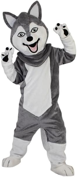 Plush Grey Husky Wolf Mascot Costume Stylish Cartoon Mascot Costume Dress-up Outfit for Adult Cosplay Party Halloween Christmas Party Favors GiftCartoon Mascot Costume