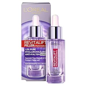 L’Oréal Paris Hyaluron Serum, Revitalift Filler, Anti-Ageing Face Care, Anti-Wrinkle with 1.5% Pure Hyaluronic Acid and Vitamin C, 30 ml.