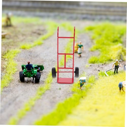 Carretilla miniatura metálica roja para dioramas miniatura 7