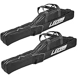 Tradecom 釣竿ケース フィッシングバッグ ロッドケース折畳 釣り用ロッドケース 大容量 竿袋 収納 持ち運び便利 釣り 肩掛け 大容量 釣り竿入れ 折畳 釣具タックル (1.5Mタイプ-ブラック 2個セット)