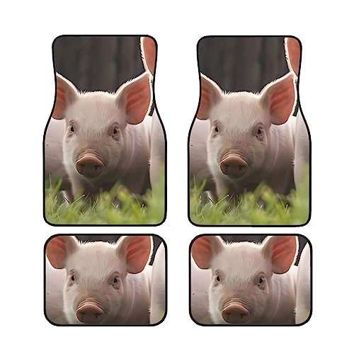 Tapis de sol en caoutchouc Cute Pig lot de 4 pour voiture et SUV