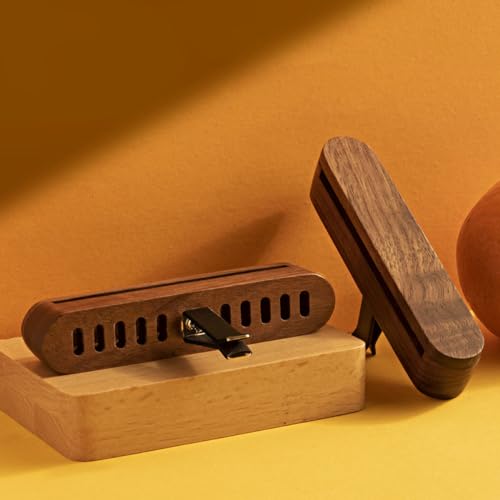 Image of Generic Car Air Freshener Walnut Wood Car Fragrance Wood Car Perfume Car Accessories Interior Car Vent Diffuser 1 Piece, Brown