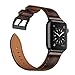 OUHENG Compatible with Apple Watch Band 49mm/46mm/45mm/44mm/42mm, Genuine Leather Band Strap Compatible with Apple Watch Ultra 2/1 Series 10/9/8/7/6/5/4/3/2/1/SE, Dark Brown/Black