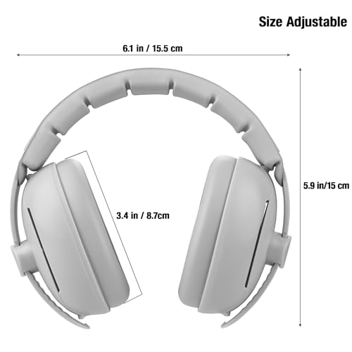 PandaEar Baby Ear Muffs, 2-in-1 Baby Ear Protection Noise Cancelling Headphones Ages 0-3 Years, Infant Hearing Protection (Grey)