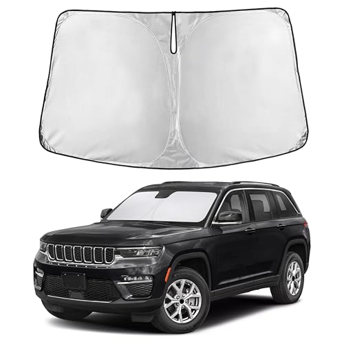 Image of Autovir Windshield Sun Shade Fit for 2014-2021 2022 2023 Jeep Cherokee SUV Sunshade, Front Car Window Shades Sun Visor, Blocks UV Rays & Heat, Car Accessories