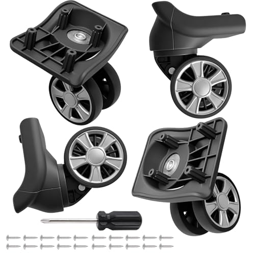 Frecizzy Luggage Wheels Replacement 4 Pack Heavy-Duty Suitcase Casters with 4 Screw Holes 360 Smooth Rolling Spinner Wheels for Luggage Repair(FW073)
