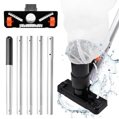 2025 Upgrade Handheld Pool Vacuum for Above Ground Pool - Portable Swimming Pool Jet Vacuum Underwater Cleaner Kit W/Brush with 5 Section Poles of 70", Small Vacuum for Spas, Ponds, Floors Black