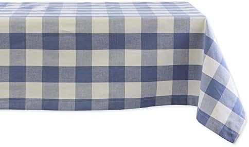 DII Buffalo Check Collection, Classic Farmhouse Tablecloth, Tablecloth, 60x120, Stonewash Blue