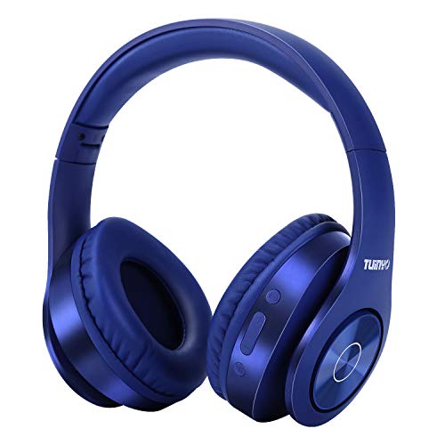 TUINYO Bluetooth Headphones Wireless, Over Ear Stereo Wireless Headset 40H Playtime with deep bass, Soft Memory-Protein Earmuffs, Built-in Mic Wired Mode PC/Cell Phones/TV-Dark Blue …