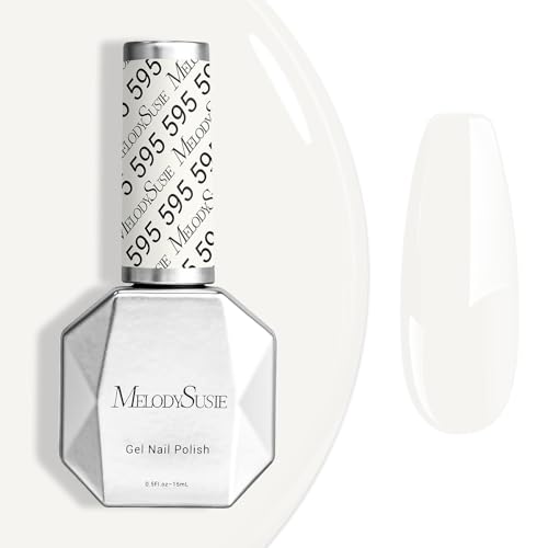 Image of MelodySusie White Gel Nail Polish,0.5fl oz Nails Soak Off UV LED Milky White Gel Polish Christmas Gift for Women Nail Art Manicure Salon DIY Nail Design Decoration at Home-595-A2202