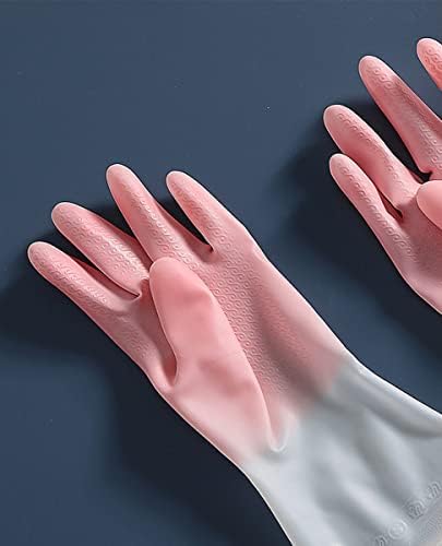 YUTTTPL 3 Pairs Rubber Cleaning Gloves, Household Reusable Dishwashing Gloves with Latex Free, Waterproof Non-Slip Skin-Friendly Soft Washing Up Gloves for Kitchen Bathroom(Green, Blue, Pink)