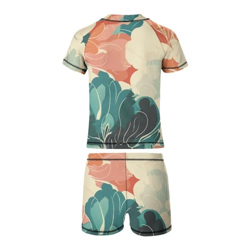 Retro Flower PatternChildren's Casual Swimsuit Set - Simple and Versatile9-11Y（140cm）3