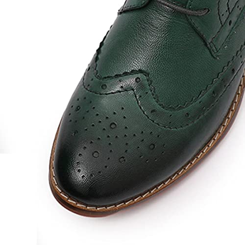 Image of Mona flying Women's Leather Brogue Ankle Boots Lace-up Oxford Booties