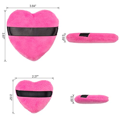 Oiiki 4Pcs Makeup Blendiful Puffs, Cotton Powder Puff, Makeup Tool Beauty Sponges Blender, In Love Shape With Strap, For Cosmetic (2Pcs Gray+2Pcs Rose) #TOP2