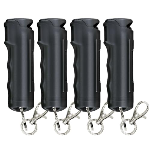 Image of SABRE Pepper Spray with Fast Flip Top Safety & Snap‑Clip Keychain for Self Defense - Maximum Police Strength OC with UV Marking Dye, Finger Grip, 10‑Sec. Spray, 14-ft Range, Made in USA, 0.54 fl oz
