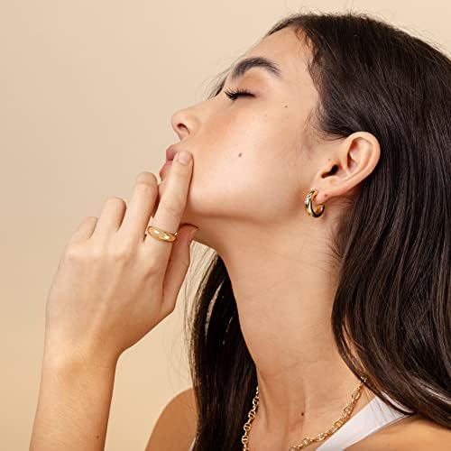 PAVOI 14K Gold Colored Lightweight Chunky Open Hoops | Gold Hoop Earrings for Women