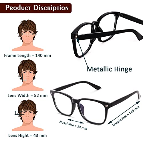 Roshfort Square Zero Power Blue Cut Computer Glasses | Gaming Glasses | Anti Glare, Lightweight & Blocks Harmful Rays | UV Protection Specs | Men &... - Image 5