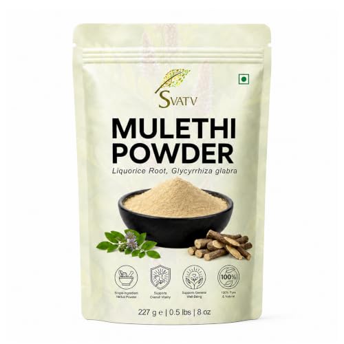 SVATV Polvo De Regaliz | Licorice Powder | Pura Glycyrrhiza Glabra | Mulethi | Yashtimadhu - Tamaño - 227g