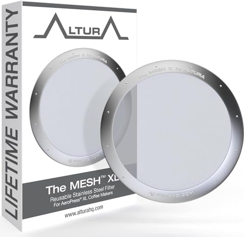 ALTURA The MESH XL Stainless Steel Filter for AeroPress Coffee Makers – Reusable Metal Filter Replacement for Rich Flavor, Travel, and Eco-Friendly Brewing