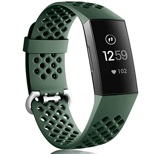 Wepro Band Compatible with Fitbit Charge 4 Bands for Women Men, Compatible with Fitbit Charge 3 Bands, Waterproof Breathable Holes Sport Strap for Charge 4/Charge 3/Charge 3 SE, Small, Large