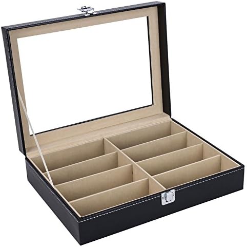 AUTOARK Leather 8 Piece Eyeglasses Storage and Sunglass Glasses Display Case Organizer,Black,AWU-025