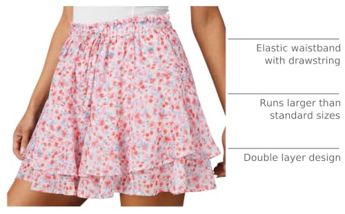 Image of Aoudery Flowy Shorts for Women Casual Boho Floral Skorts Ruffle Mini Skirts Running Tennis Butterfly Chiffon Shorts