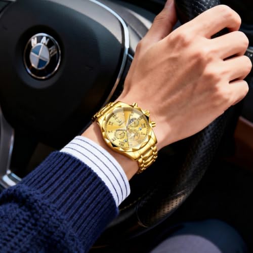Image of OLEVS Watches for Men Chronograph Business Dress Large Face Mens Wristwatch | Stainless Steel Strap, Luminous, 30M Waterproof, Multifunction,Watch Gift for Men