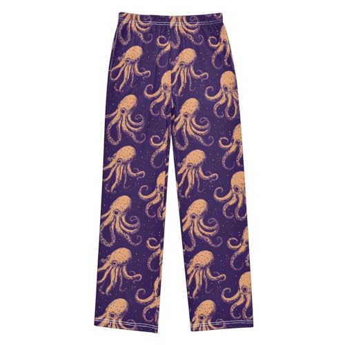 Pajama Pants Octopus Retro PJ Bottoms Sleepwear Lounge Sleep Pant with Pockets