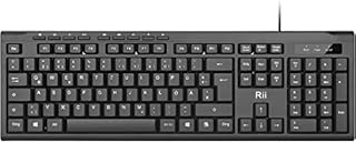 Rii Klawiatura przewodowa, klawiatura PC, USB, Business Slim klawiatura z kablem do komputera, laptopa, Mac, Windows, MacOS, QWERTZ niemiecki układ czarna