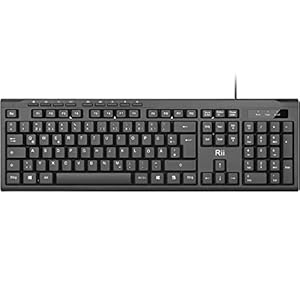 Rii Tastatur Kabelgebunden, PC Tastatur USB, Business Slim Tastatur mit Kabel für Computer, Laptop, Mac, Windows, macOS, QWERTZ Deutsches Layout– Schwarz