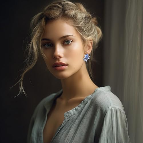 ATIMIGO Light Blue Rhinestone Crystal Drop Earrings Elegant Hypoallergenic Baby Blue Cluster Art Deco Earrings for Women Wedding Bridal Prom Formal4