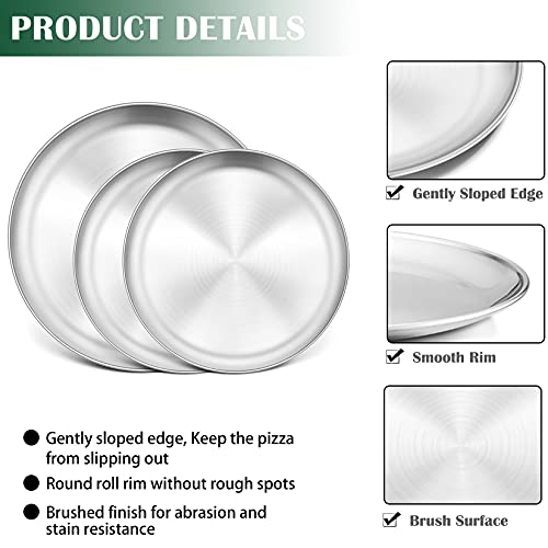 P&P Chef 3 Pcs Pizza Pans Set, (2X12’’& 13.5’’) Stainless Steel Pizza Pan Tray, Round Pizza Dish Plate For Oven Baking, Non Toxic & Heavy Duty, Brushed Finish & Easy Clean #TOP2