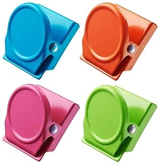 Uooker 4 Magnetic Metal Clips, Colored Magnets Clips,Perfect Fridge Magnets Kitchen Magnets Whiteboard Magnets for Home, School, Classroom and Office Use,4 Colors