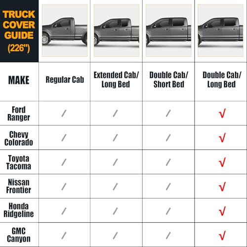 Image of Waterproof Truck Cover Replace for 2005-2025 Toyota Tacoma /Ford Ranger Crew Cab 6ft,10 Layers All Weather Car Cover with Zipper Door for Snow Rain Dust Hail Protection