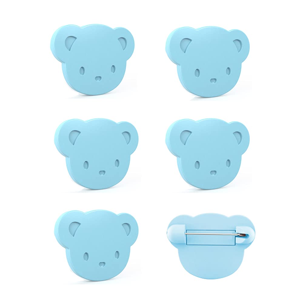 Lot de 6 épingles à nourrice pour bébé avec coque en plastique, clips de sécurité multifonctions pour fixer les vêtements de bébé, nappes et couches (ours bleu)