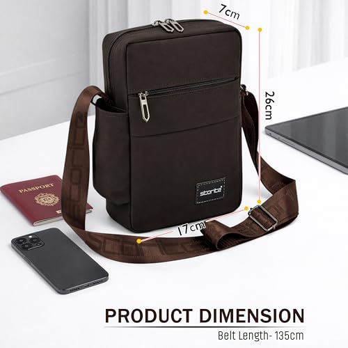 Image of Storite 10 Inch Stylish Padded Mini Sling Crossbody Bag for Men and Women, Small Passport Travel Sling Bag With Water Bottle Pocket