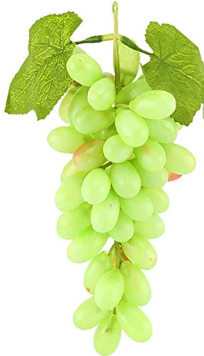 Image of Ulalaza Lifelike Artificial Large Green Grape Cluster with 60 Grapes Fake Fruit Model for Home Kitchen Party Desk Decoration Ornament