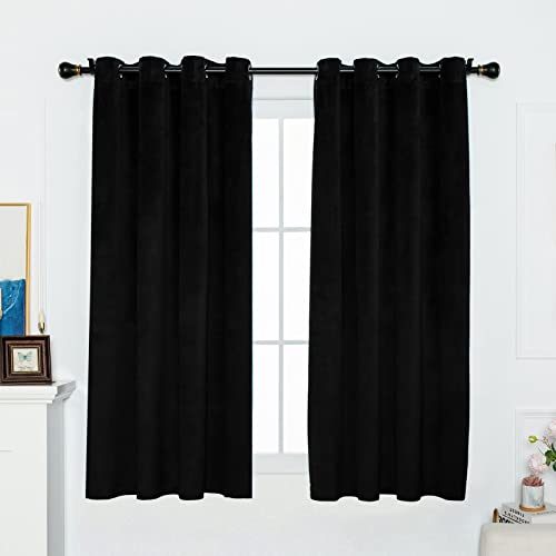 Fy Fiber House Grommet Thermal Insulated Lush Decor Velvet Curtains Room Darkening Window Panel Set W52 X L63 Inch 2 Panels Black #TOP5
