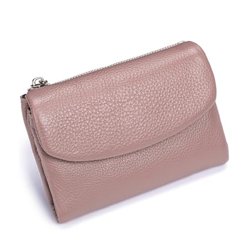 Unisex Pebble Leather Wallet, Small Walletsfor Women,Slim Lightweight Card Holder for Travel, with Coin Holder & Cash Slots (Light purple)