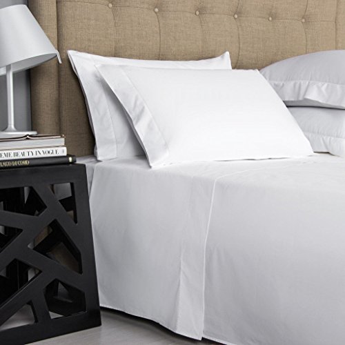 XOOX Linen 1000-Thread-Count 100% Pure Cotton Bed Sheets - 4 Pc Queen Size White Sheet Set, Single Ply Long Staple Combed Cotton Yarns, Best Luxury Sateen Weave, Fits Mattress Upto 17'' Deep Pocket