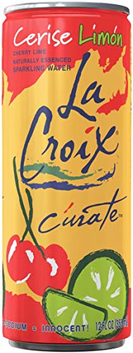 LaCroix Cúrate Cerise Limon Sparkling Water, Cherry Lime, Slim Cans, Naturally Essenced, 0 Calories, 0 Sweeteners, 0 Sodium, 12 Fl Oz (Pack of 8)