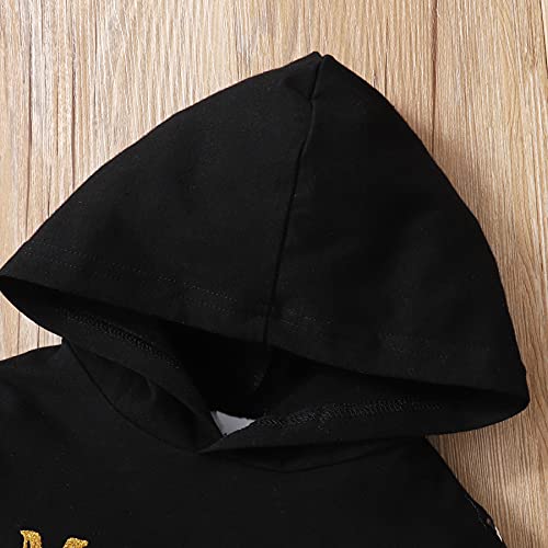 Sobowo Toddler Baby Girl Clothes Mama's Mini Floral Hoodie Top Floral Long Pants 2Pcs Fall Winter Outfits (Mama's Mini Black, 12-18 Months) #TOP2