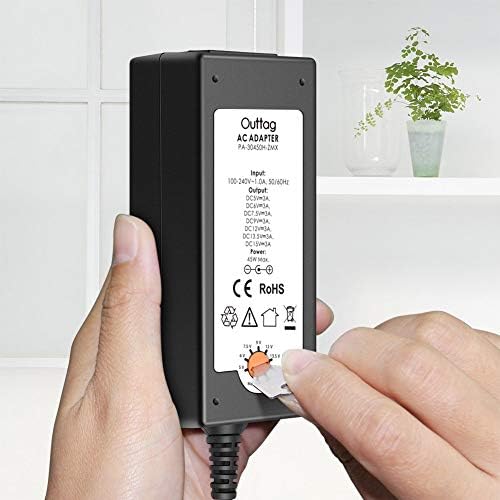 45W 5V 6V 7.5V 9V 12V 13.5V 15V DC Power Supply Universal Power Adapter Charger Multi Voltage AC Adapter for Electronics CCTV Camera TV-Box LED Strip Toy Car Tablet Scale Router Speaker 3A(3000mA)